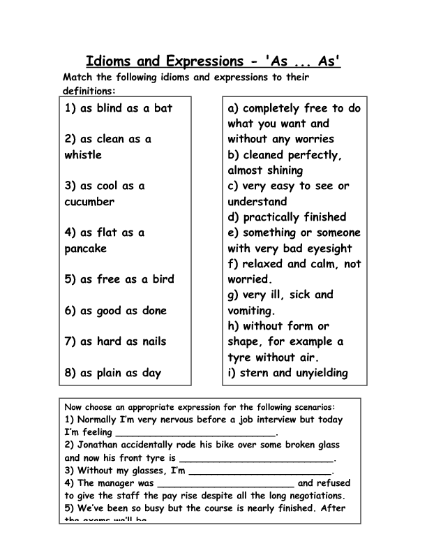Expressions and Idioms Using "As...As..."
