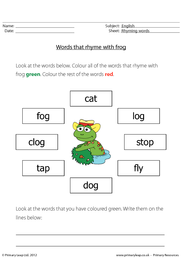 Words That Rhyme With Frog 