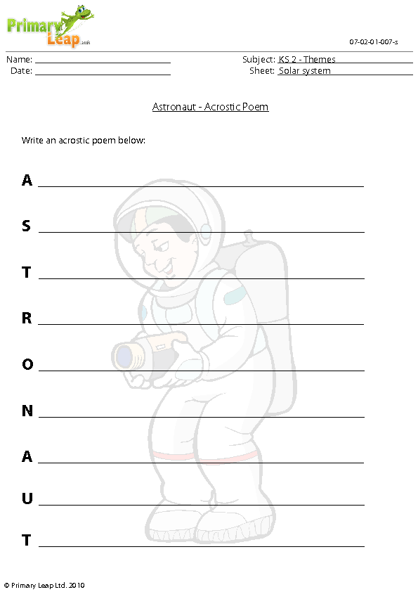 Acrostic Poem - Astronaut