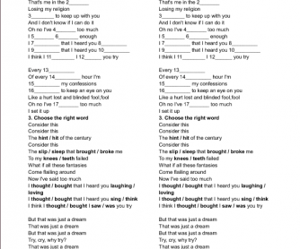Song Worksheet: Losing My Religion by REM
