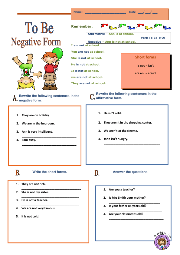 Verb To Be Negative Form