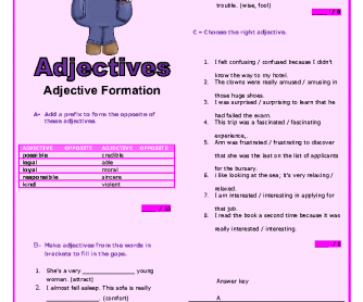 Adjective Formation: Intermediate Worksheet