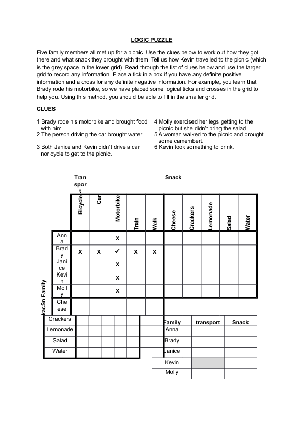 Logic Puzzles Printable Pdf Free Download