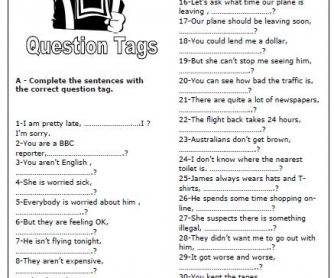 Question Tags Worksheet