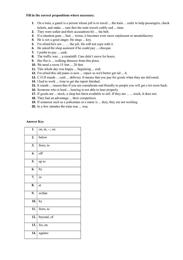 prepositions-test-answer-key