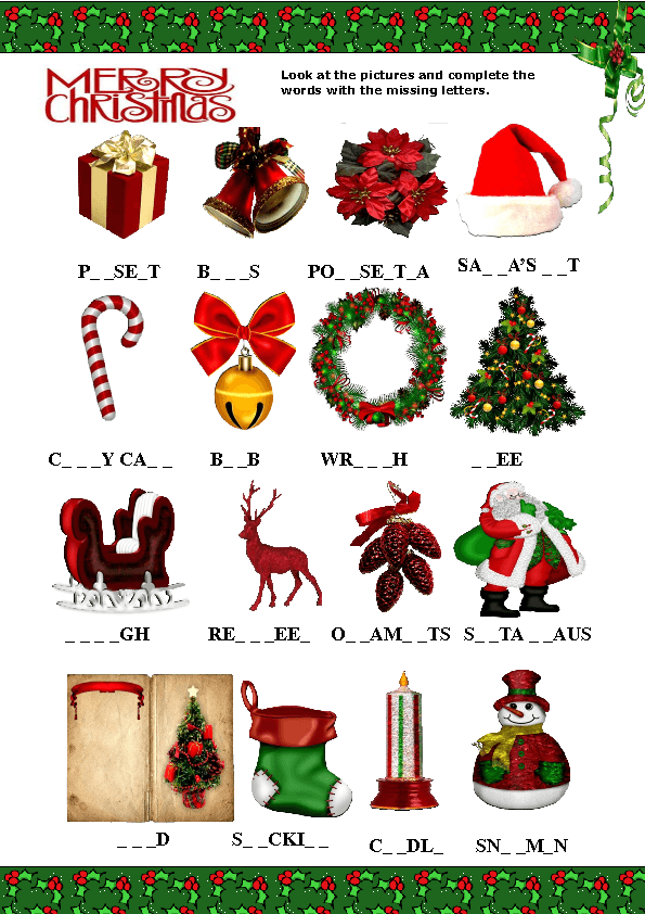 Christmas Missing Letters Activity