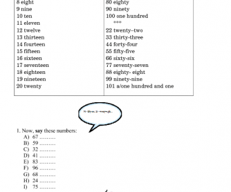 English Numbers 1-1000