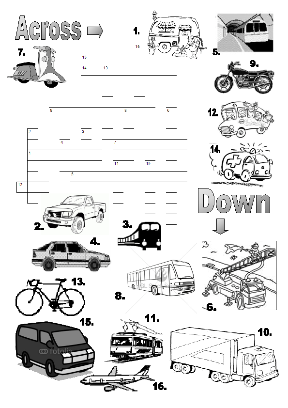 Means of Transport (Crossword Puzzle)