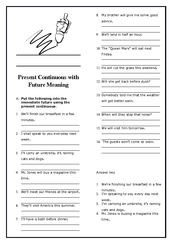 Present Tense With Future Meaning Worksheets