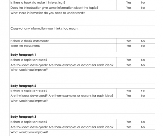 Essay correction worksheets