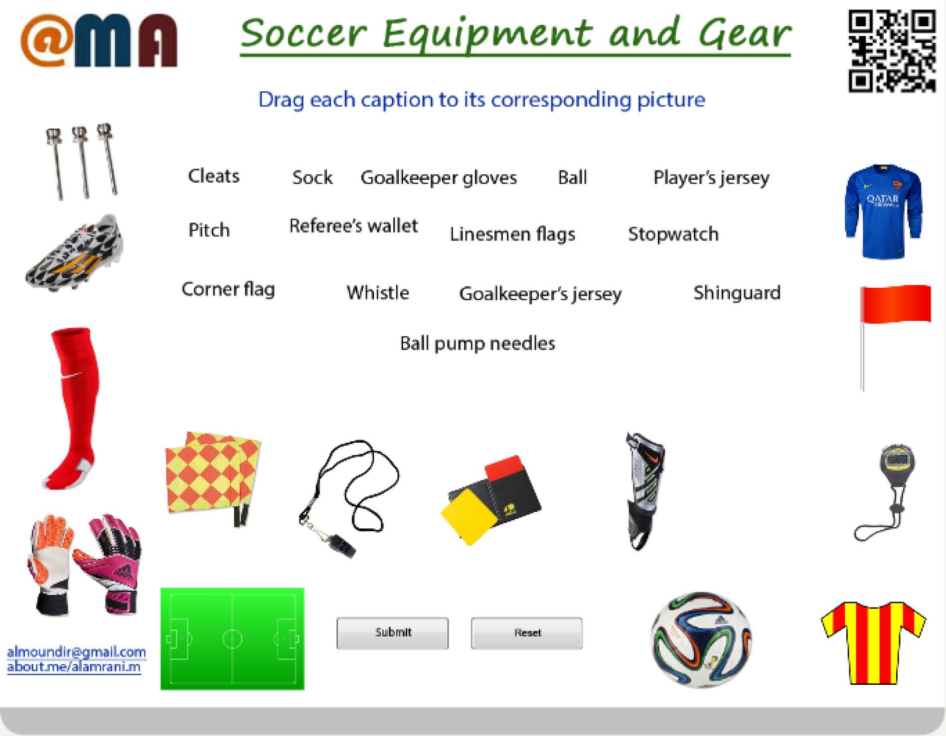 Soccer Equipment And Gear Drag And Drop Activity 