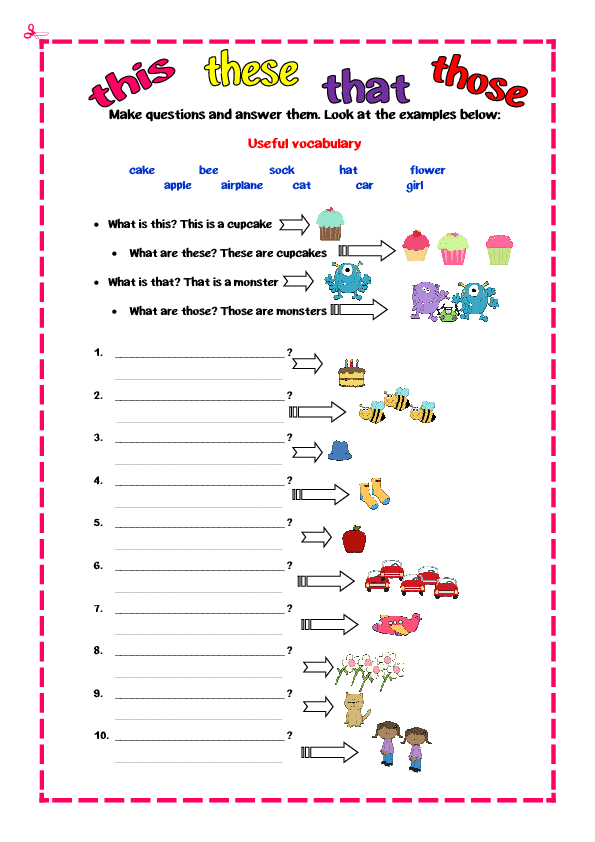 Demonstrative Adjective Worksheets Pdf