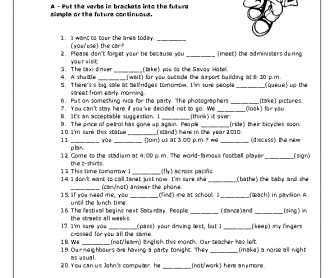 Future Simple vs Future Continuous Worksheet