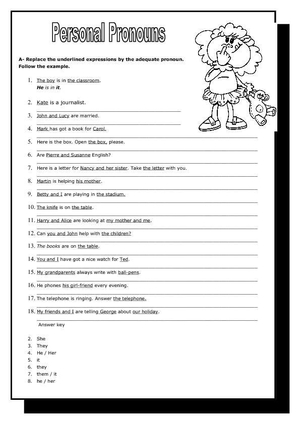 155 FREE Personal Pronouns Worksheets