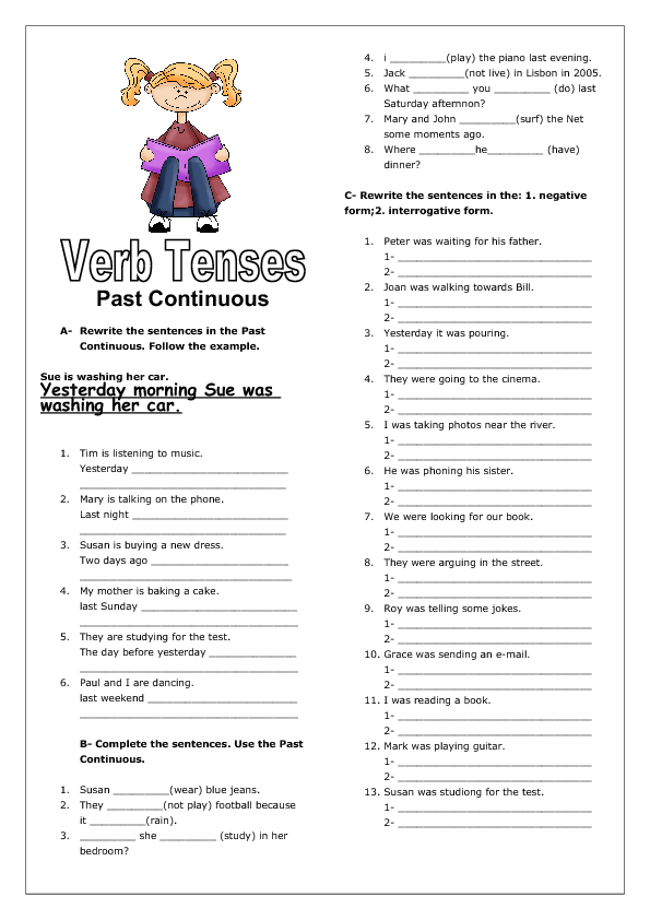 Verb Tenses: Past Continuous II Worksheet