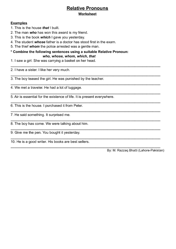 Activities To Teach Adjective Clauses Worksheets