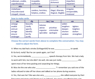 Word Formation Chart