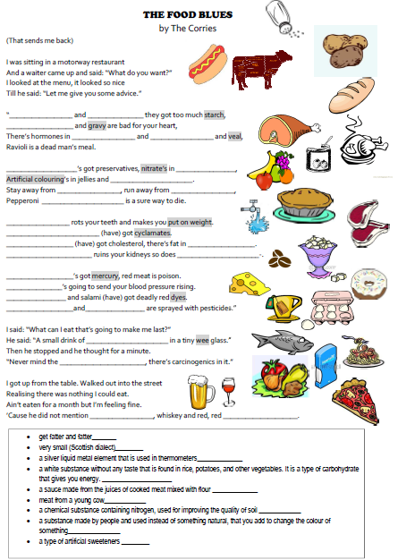 Song Worksheet:The Food Blues by The Corries