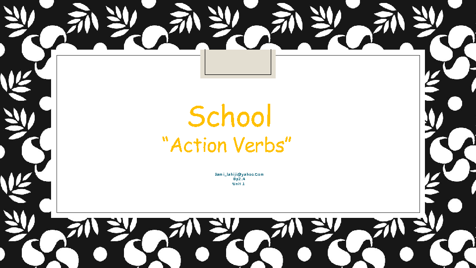 School Action Verbs
