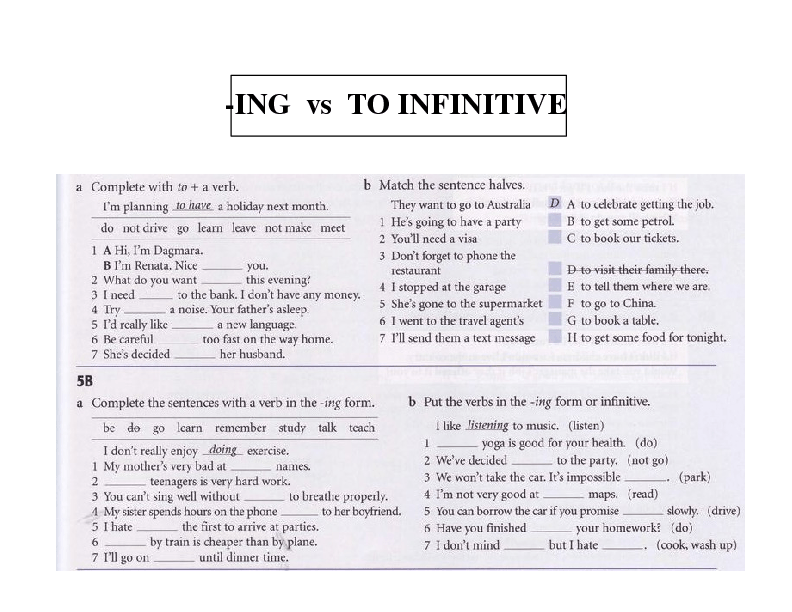 Ing Or Infinitive Rules