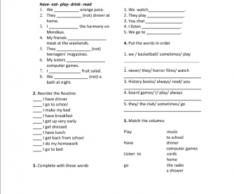 present simple exercises worksheets writing grammar