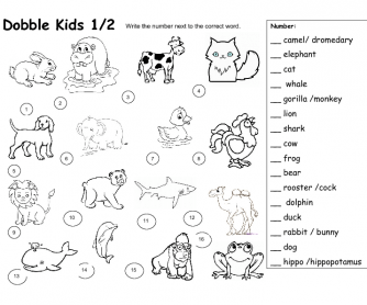 Dobble Kids Animal Worksheet