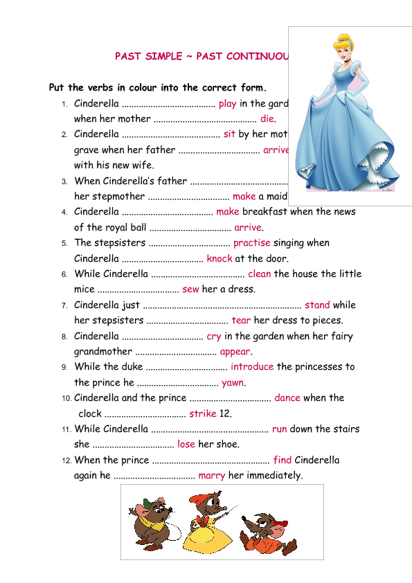 cinderella-s-story-past-simple-and-continuous-worksheet