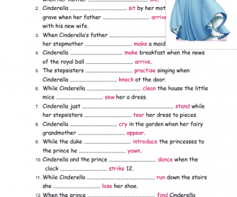 Cinderella&#039;s Story - Past Simple and Continuous Worksheet