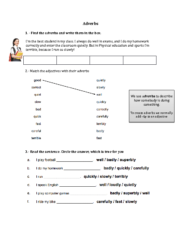 Worksheets For Adverbs