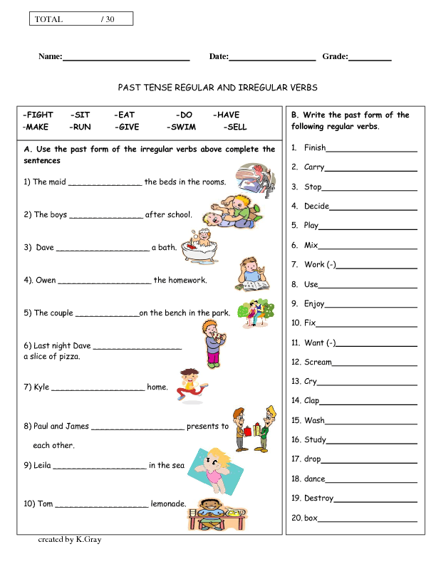 Past Tense Of Regular Verbs Worksheet