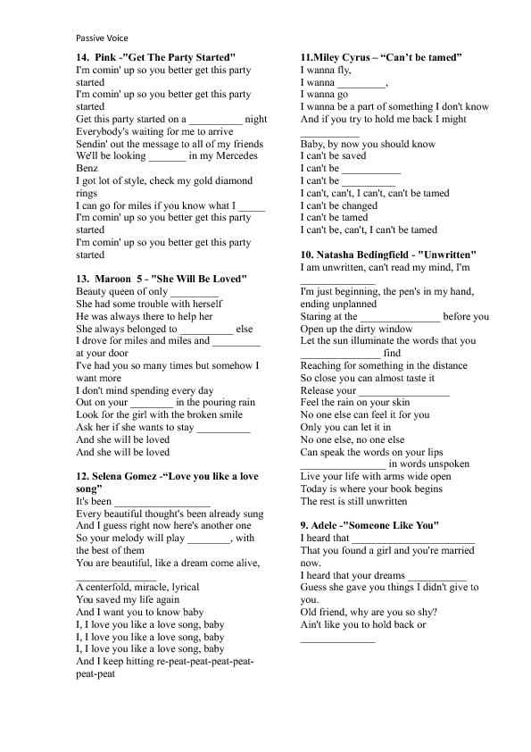 Active And Passive Voice Song Lyrics