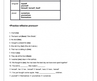 20 free reflexive pronouns worksheets