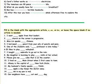 64 Free Definite Article Worksheets