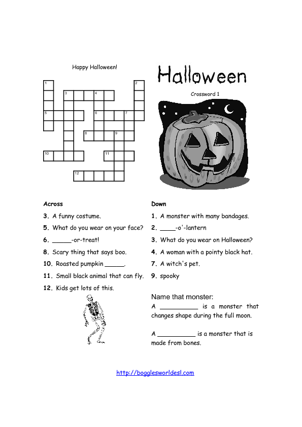 coloring in crossword Halloween