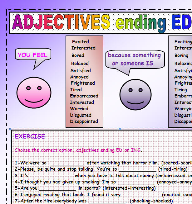 Adjectives with ing. Прилагательные ed ing Worksheets. Прилагательные ed ing упражнения. Прилагательные на ed и ing правило. Interesting or interested упражнения.