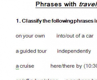 Phrases with travel, get and go on