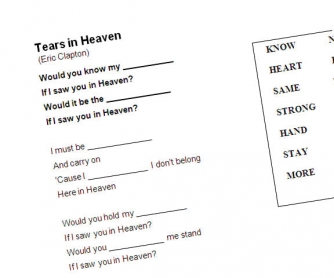 Song Worksheet: Tears in Heaven by Eric Clapton (WITH VIDEO)
