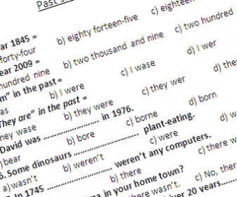 Past Simple Tense: the verb BE (test)