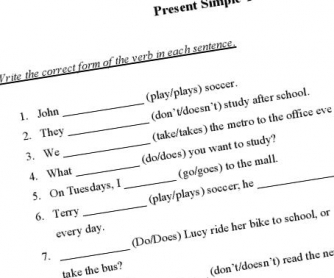 Present Simple Printable Worksheet