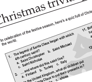 Christmas Traditions Quiz