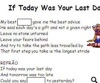 Song Worksheet: If Today Was Your Last Day by Nickelback (WITH VIDEO)