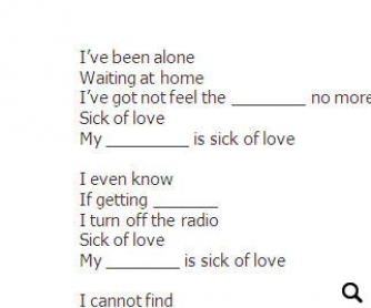 Song Worksheet: Sick of Love (WITH VIDEO)