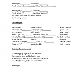 Song Worksheet: Waving Flag (WITH VIDEO) - alternative