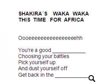 Song Worksheet: WAKA WAKA by Shakira (WITH VIDEO)