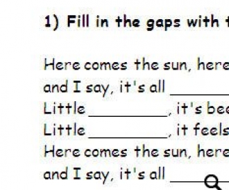 Song Worksheet: Here Comes the Sun by The Beatles (WITH VIDEO)