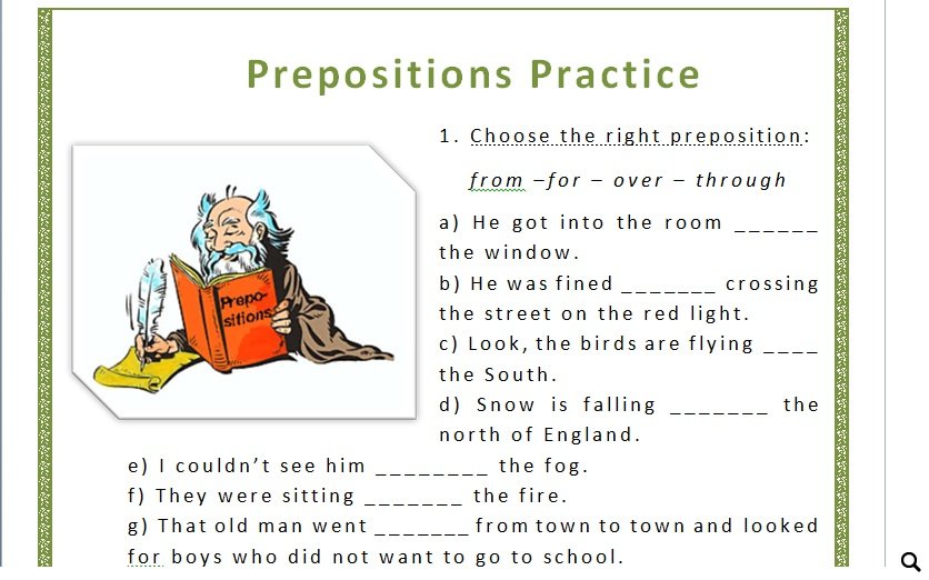 Preposition Practice