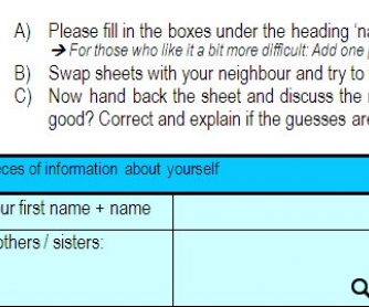 Introducing yourself as a pair work activity combined with guessing