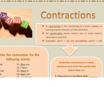 Contractions Worksheet