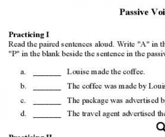 Active vs Passive Voice Worksheet