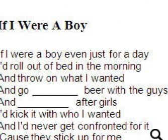 Song Worksheet: If I Were a Boy... by Beyonce (WITH VIDEO)